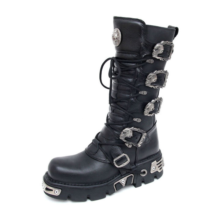 čevlji usnje - 5-Buckle Čevlji (402-S1) Črno - NEW ROCK