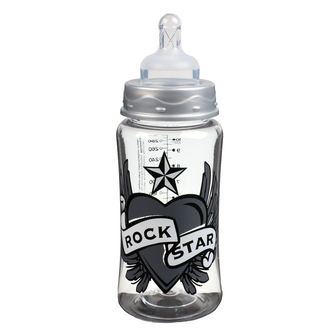 Steklenica za dojenčke (300 ml) ROCK STAR BABY - Wings - Siva, ROCK STAR BABY
