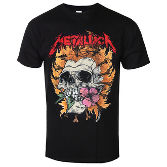Moška majica Metallica - Flower Skull - Rdeča Logo - Črna - RTMTLTSBFLOR