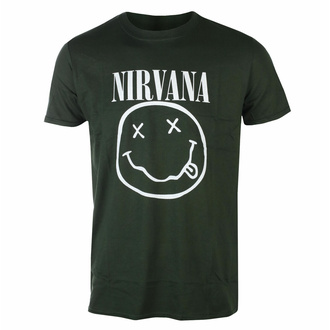 Moška majica Nirvana - White Smiley - Zelena - ROCK OFF, ROCK OFF, Nirvana