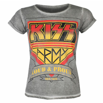 Ženska majica KISS - ARMY - Loud & Proud Distressed Logo Urban - Siva - HYBRIS, HYBRIS, Kiss