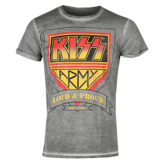Moška majica KISS - ARMY - Loud & Proud Distressed Logo Urban - Siva - HYBRIS, HYBRIS, Kiss