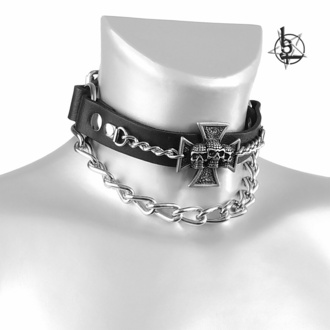 Ovratnica / choker (shoe harness) Triple Skull cross, Leather & Steel Fashion