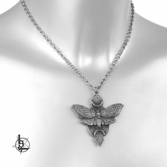 Ogrlica z obeskom Death 's head - Moon moth, Leather & Steel Fashion