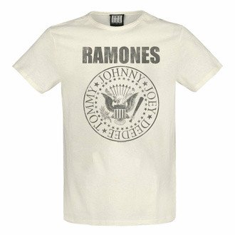 moška majica RAMONES - VINTAGE SHIELD - VINTAGE WHITE - AMPLIFIED, AMPLIFIED, Ramones