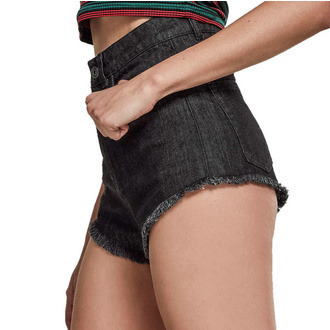 Ženske kratke hlače URBAN CLASSICS - Denim Hotpants - preprana črna, URBAN CLASSICS