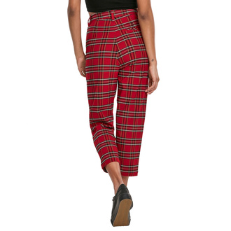 Ženske hlače URBAN CLASSICS - High Waist Checker Cropped - rdeča / blk, URBAN CLASSICS