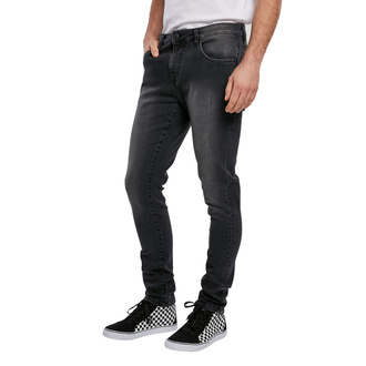 Moške hlače URBAN CLASSICS - Slim Fit Zip Jeans - prava črna sprana - TB3798