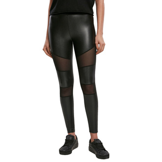 Ženske hlače (pajkice) URBAN CLASSICS - Tech Mesh Faux Leather Leggings - črna, URBAN CLASSICS
